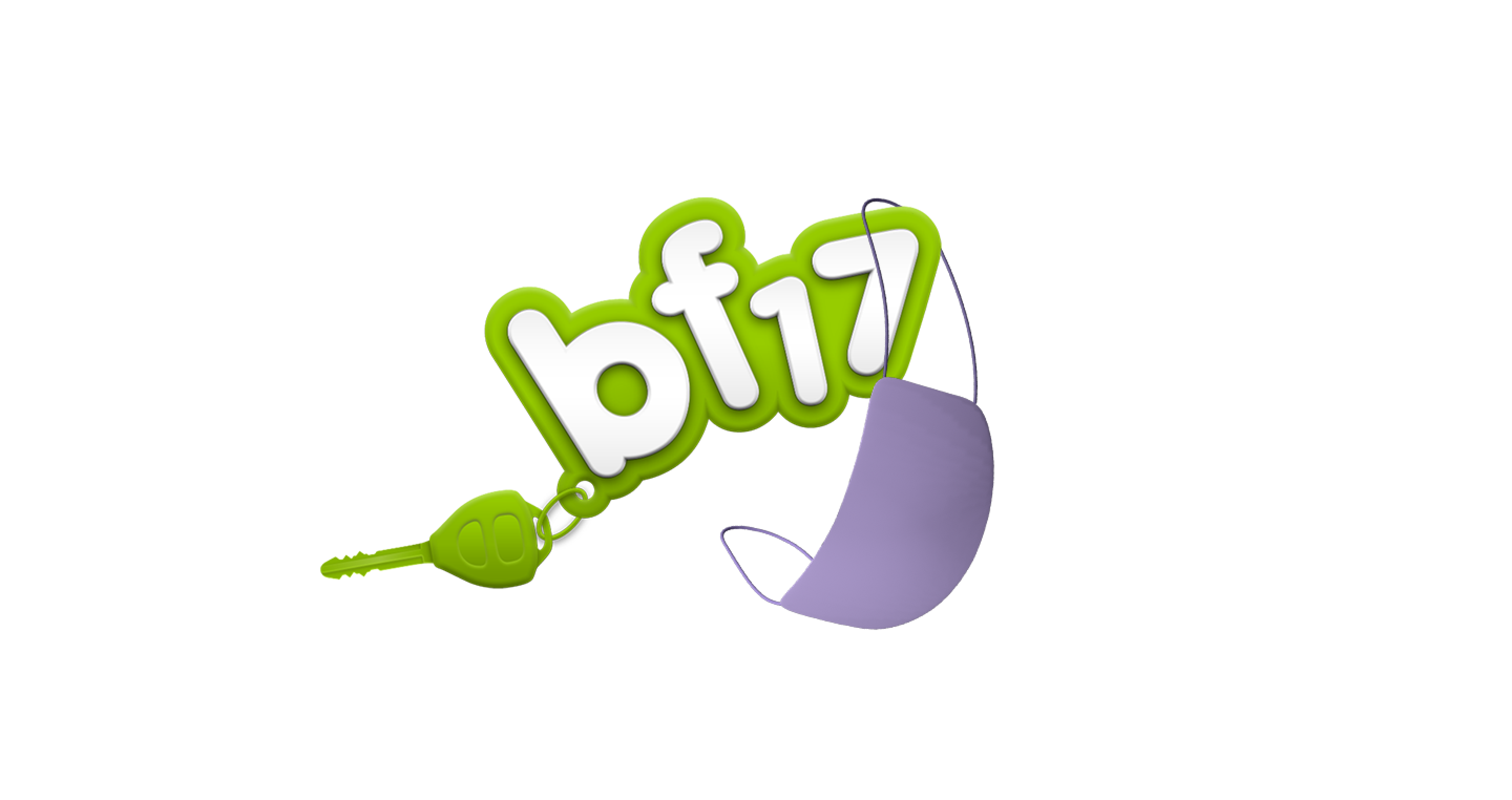 Ein Icon, das das grüne BF17-Logo zeigt. An diesem hängt eine lila OP-Maske.