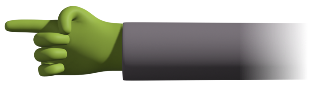 Ein Icon, das eine grüne Hand zeigt, die nach links deutet